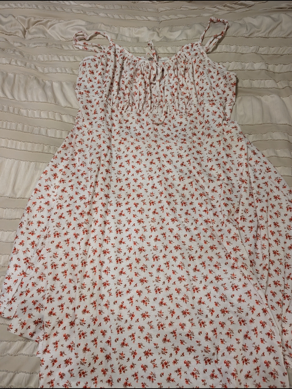 SHEIN White Sundress with Red Floral Print